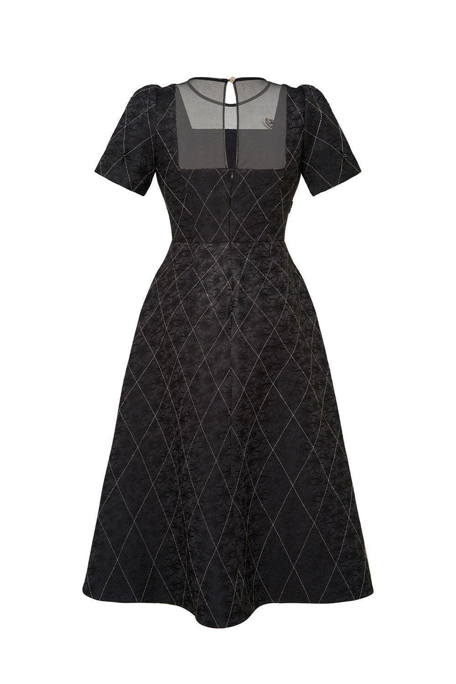 Azalea A-line Round Neck Brocade Midi Dress Midi Dress IVY moda