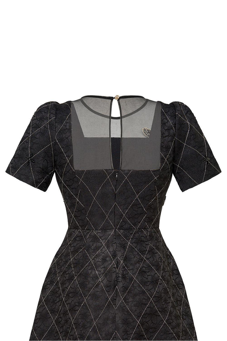 Azalea A-line Round Neck Brocade Midi Dress Midi Dress IVY moda