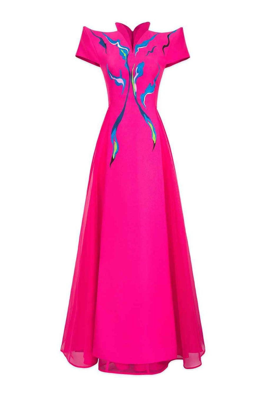Azalea A-line V-Neck Zibeline Floor Length Dress
