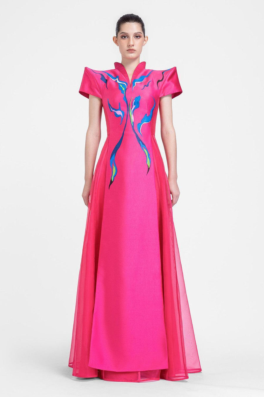 Azalea A-line V-Neck Zibeline Floor Length Dress 6