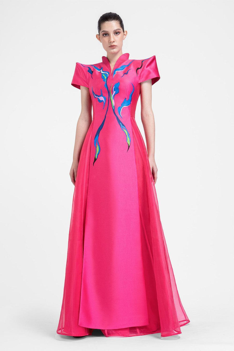Azalea A-line V-Neck Zibeline Floor Length Dress 7