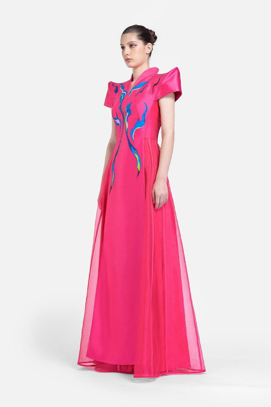 Azalea A-line V-Neck Zibeline Floor Length Dress 8
