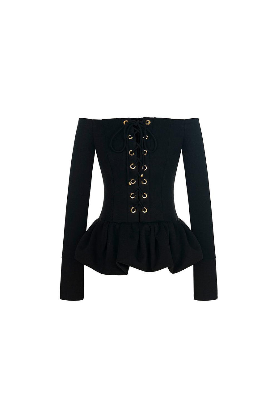 Baby Peplum Off-Shoulder Cotton Blend Top Long Sleeved Top Eegen Studio