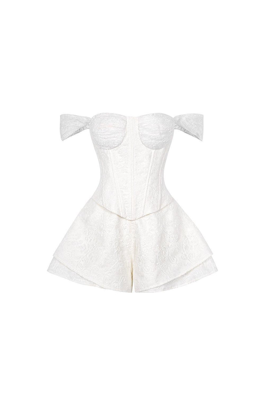 Bae Layered Flared Silk Linen Mini Shorts White Mixed Lace Shorts Sissy Nation