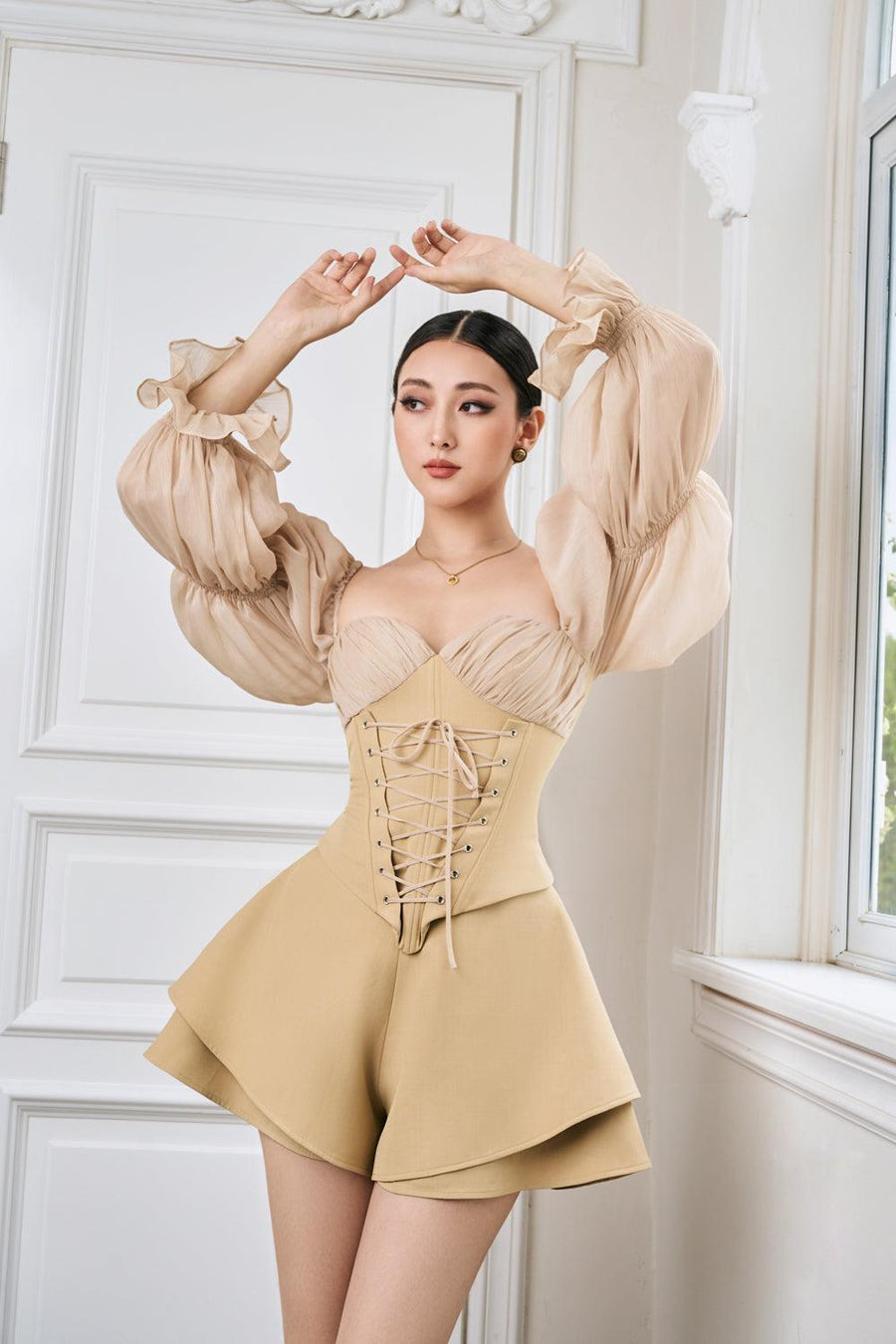 Bae Layered Flared Silk Linen Mini Shorts Shorts Sissy Nation