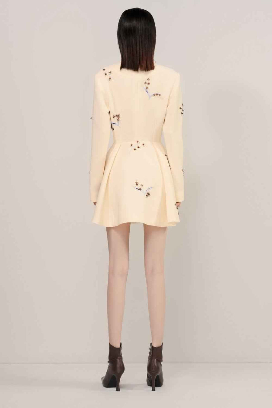 Basil Fit and Flare Long Sleeved Wool Mini Dress