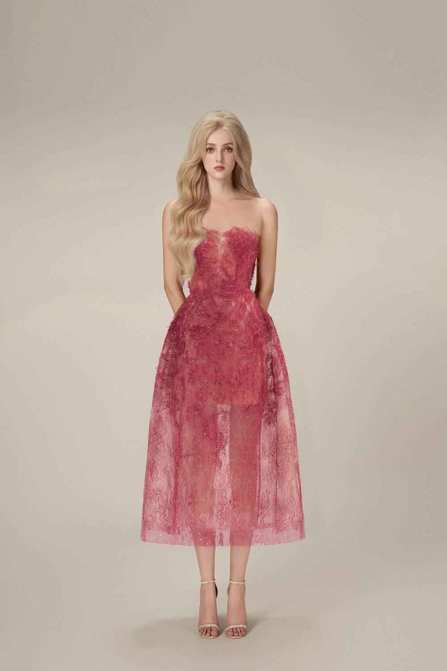 Bead Lace Midi Dress