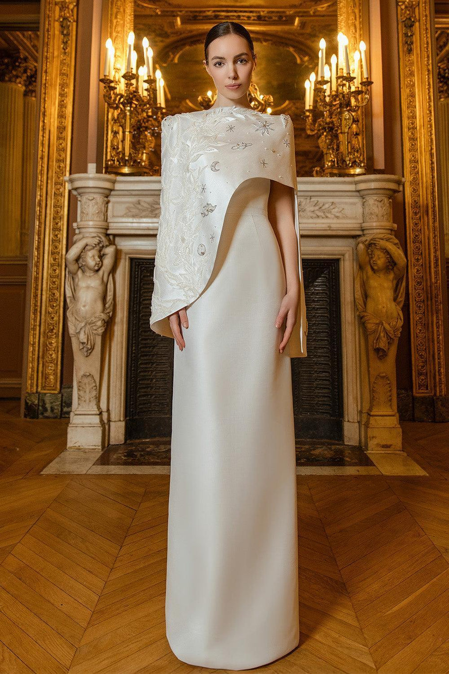 Beaming Sheath Asymmetric Taffeta Floor Length Set 1