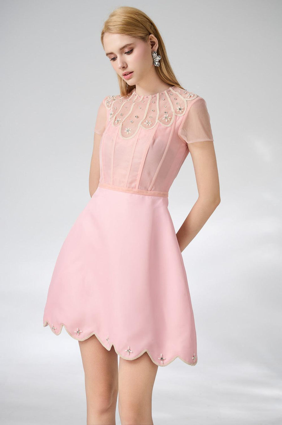 Beasley A-line Short Sleeved Taffeta Mini Dress 2