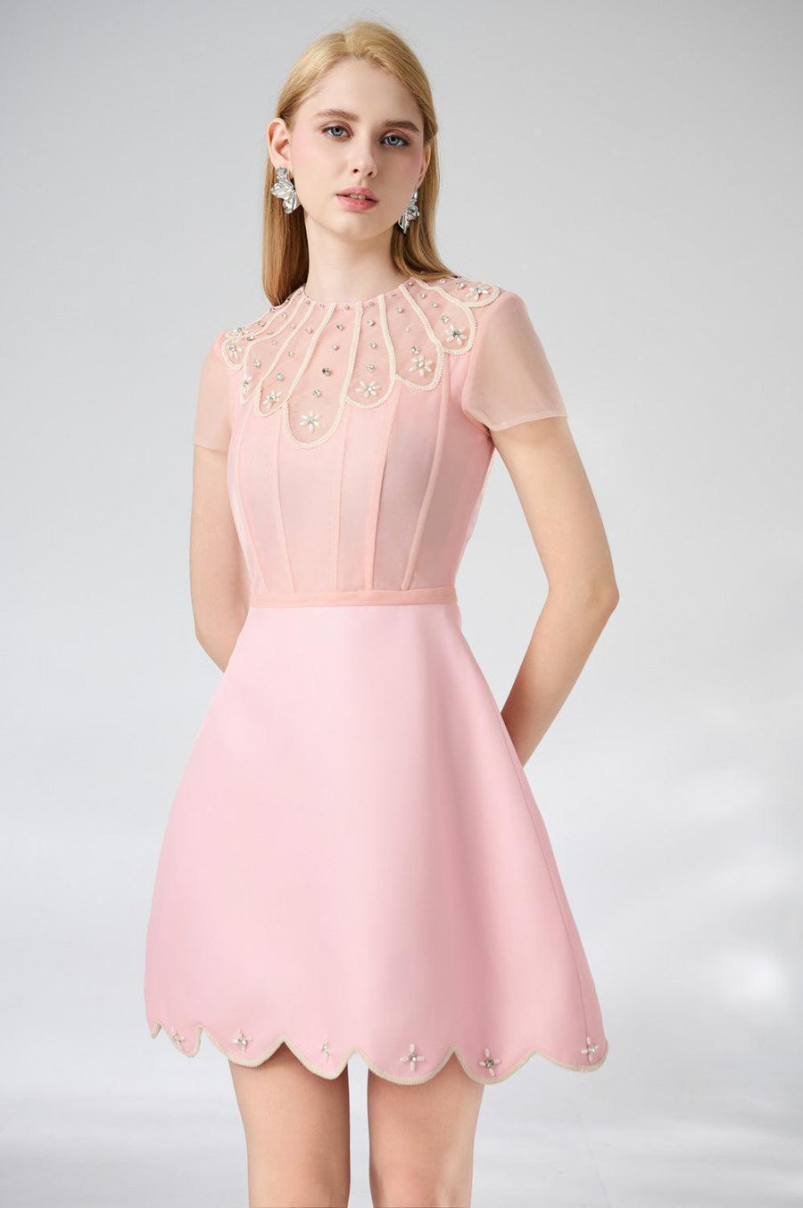 Beasley A-line Short Sleeved Taffeta Mini Dress 3