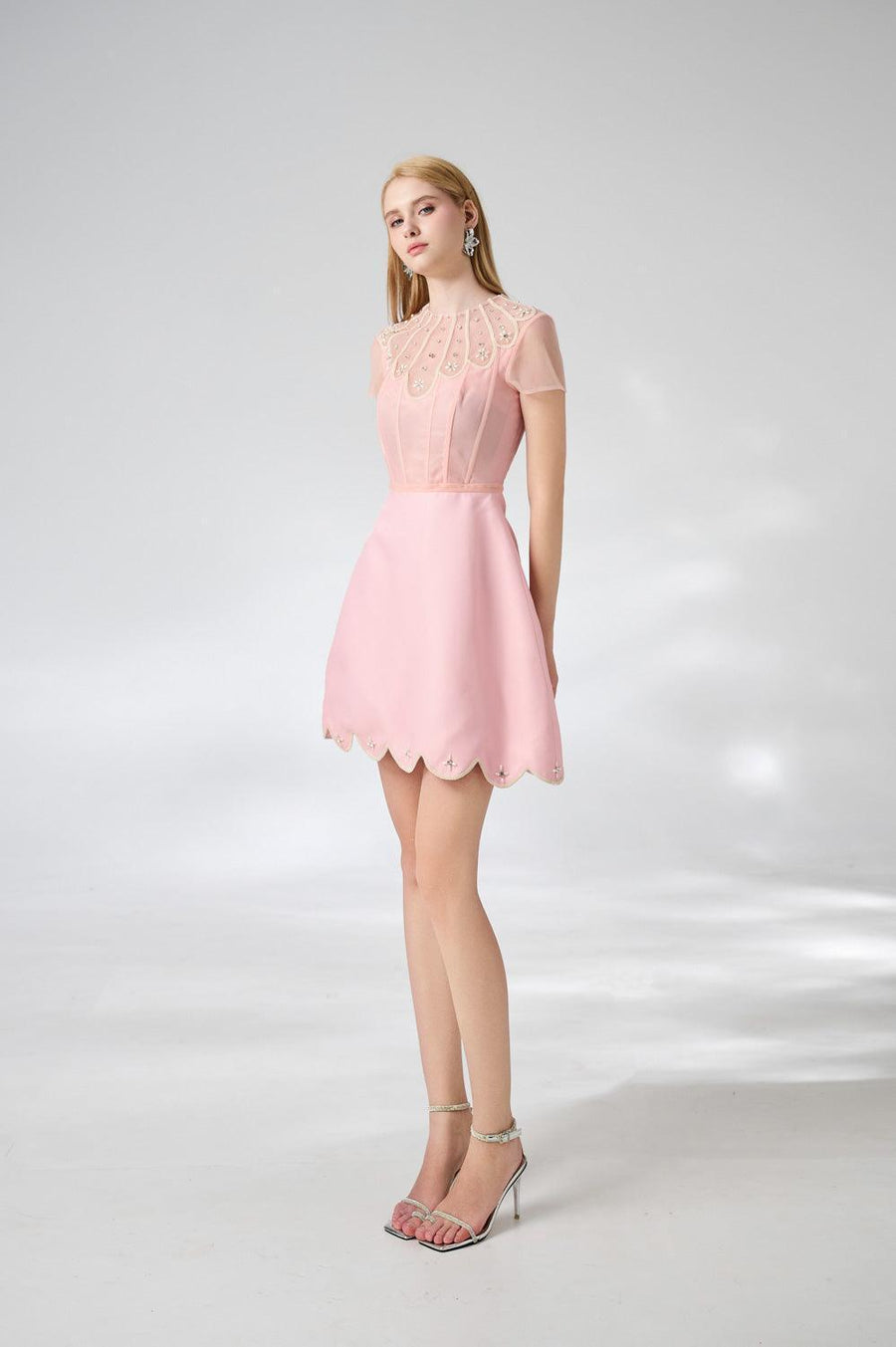 Beasley A-line Short Sleeved Taffeta Mini Dress 6