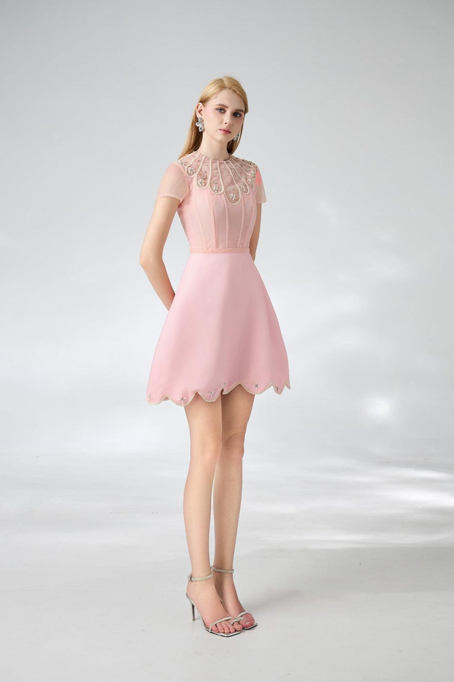 Beasley A-line Short Sleeved Taffeta Mini Dress 7