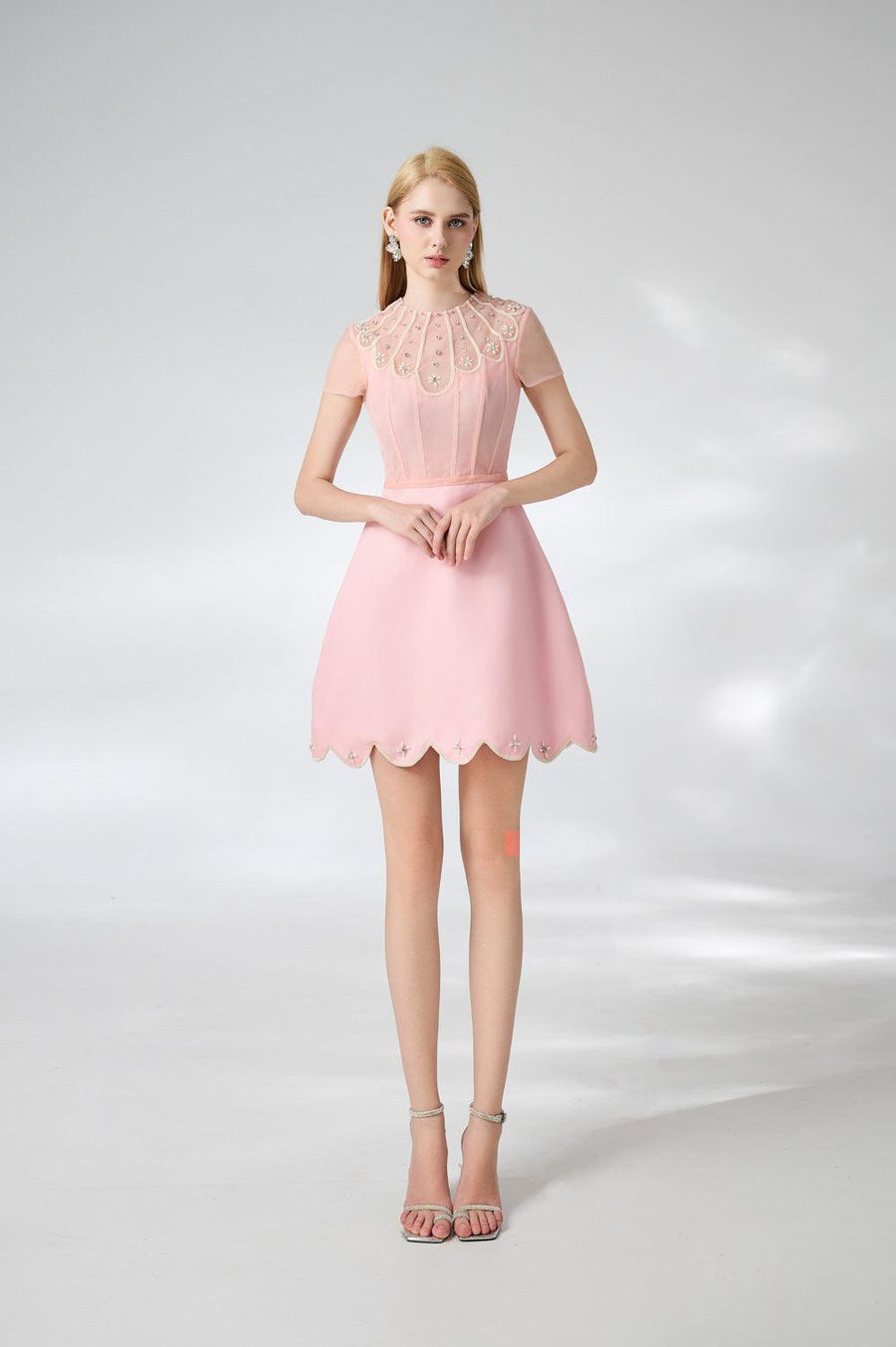 Beasley A-line Short Sleeved Taffeta Mini Dress 8