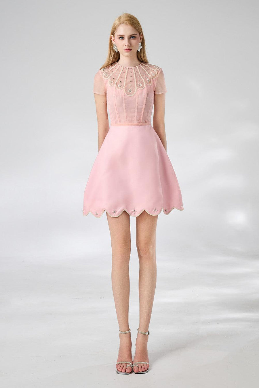 Beasley A-line Short Sleeved Taffeta Mini Dress 9