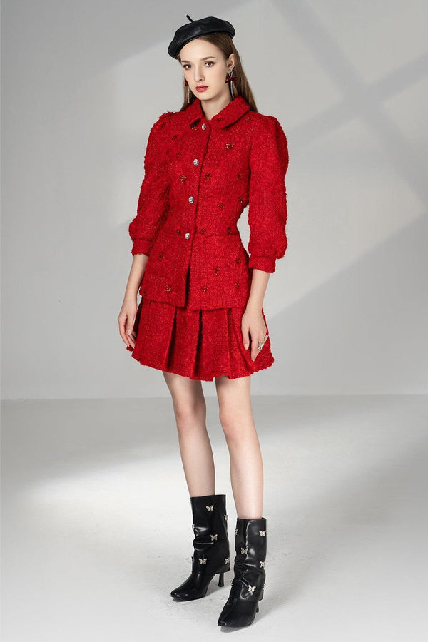Becca A-line Puffy Sleeved Tweed Mini Set 1