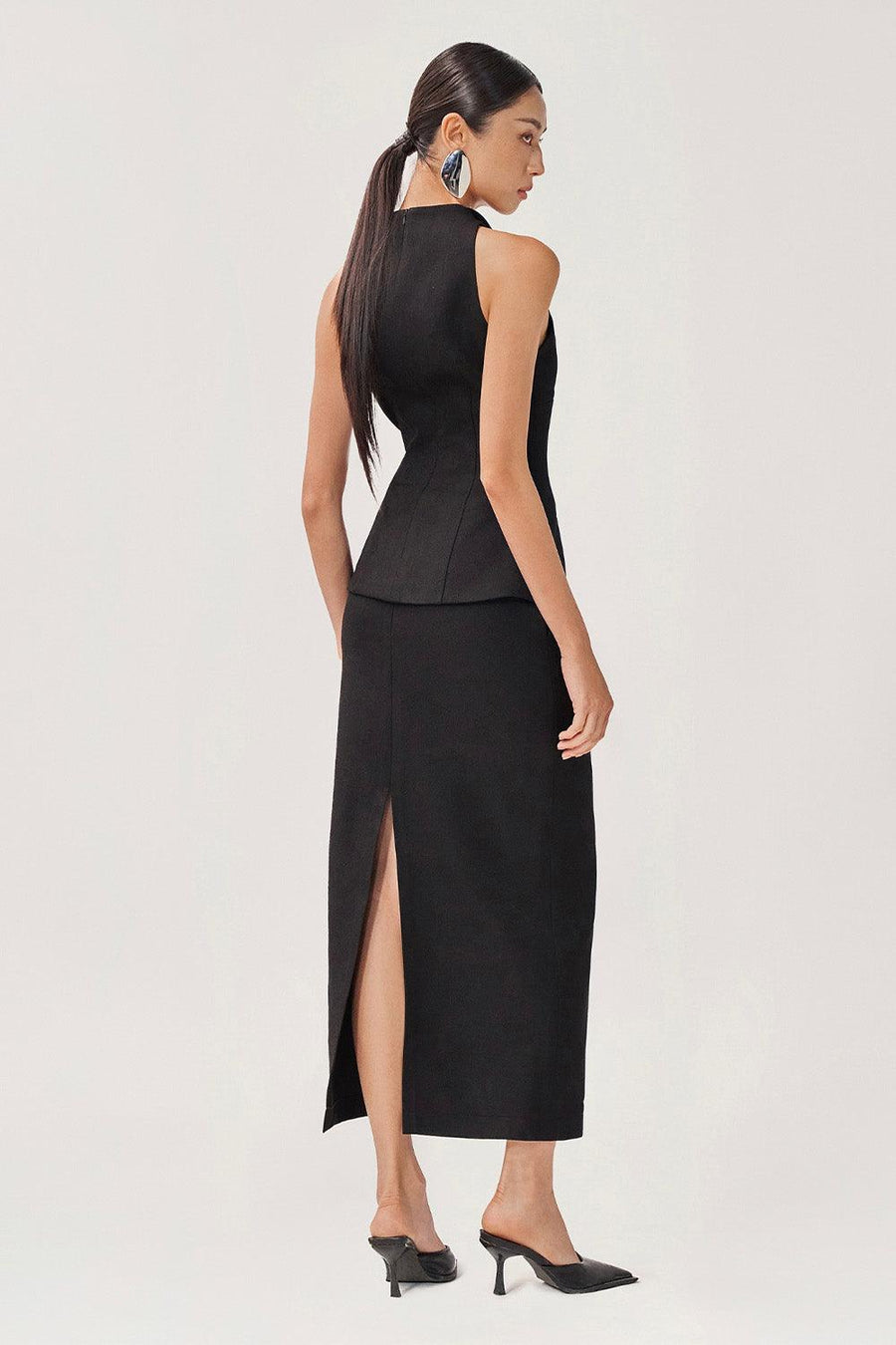 Beloved Straight Back Slit Velvet Burlap Ankle Length Skirt Skirt FAIR LADY