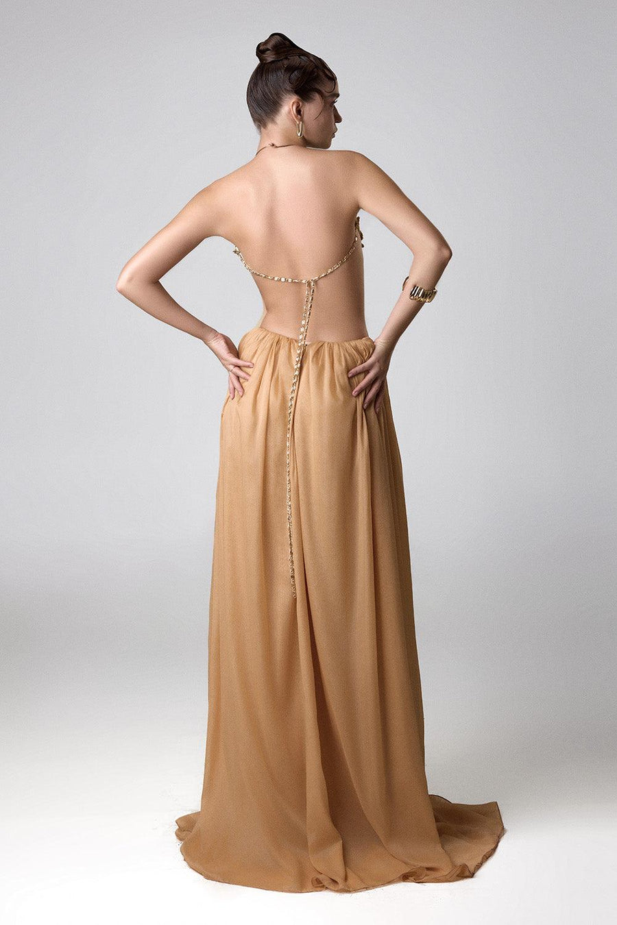 Betty Gathered Draped Chiffon Floor Length Skirt 4