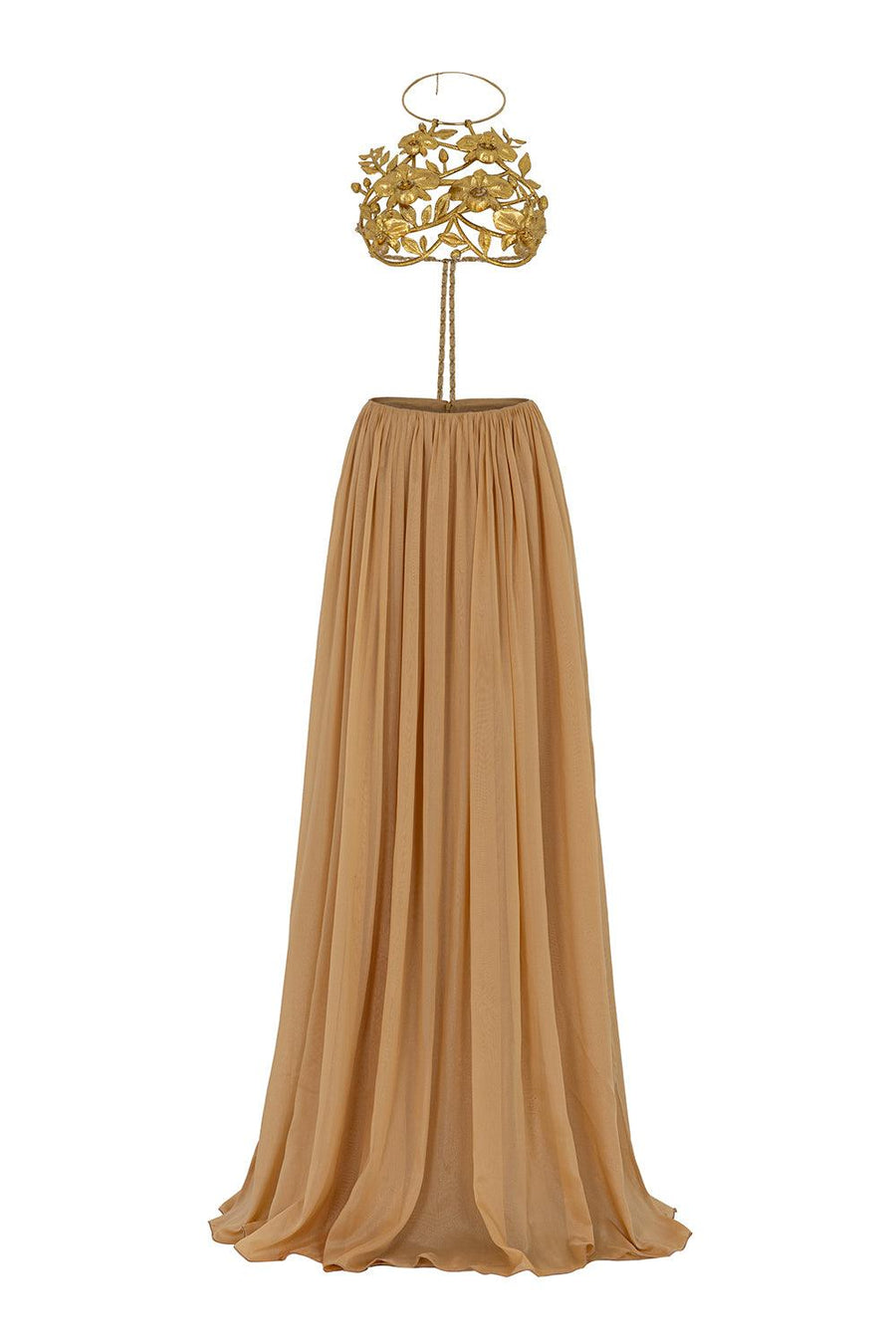 Betty Gathered Draped Chiffon Floor Length Skirt 8