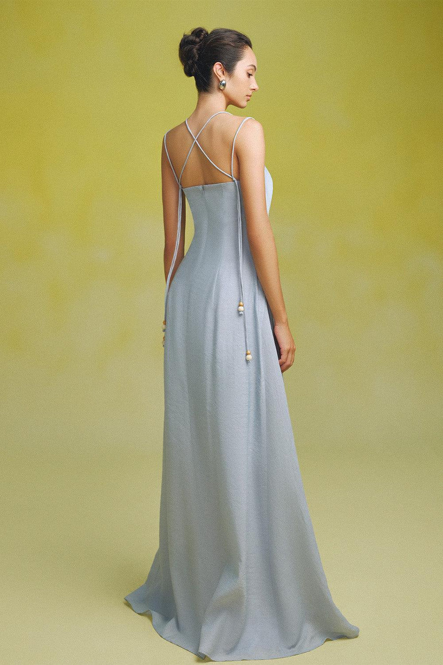 Bich Tuyen A-line Spaghetti Strap Silk Organza Floor Length Dress 5