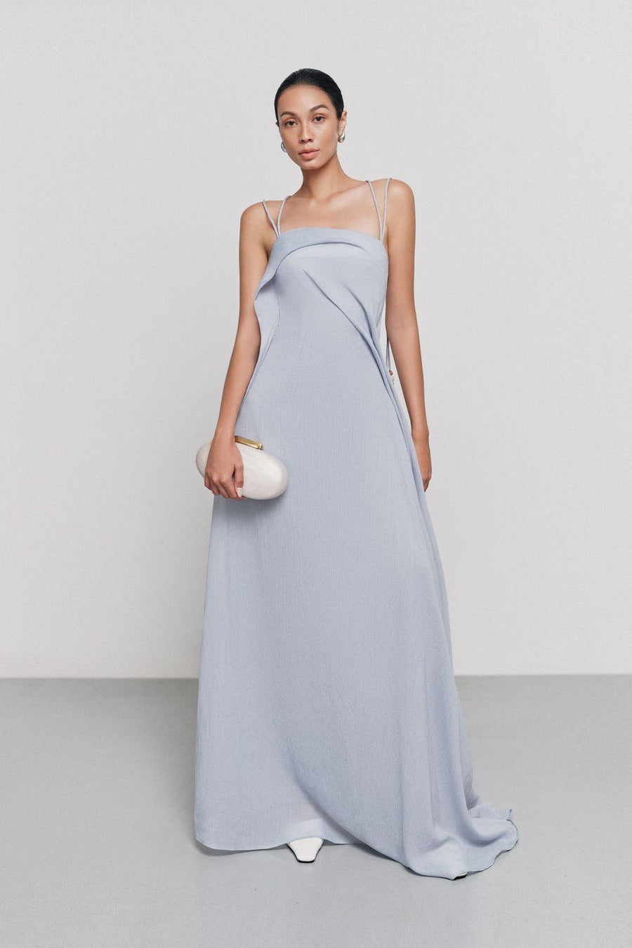 Bich Tuyen A-line Spaghetti Strap Silk Organza Floor Length Dress 12