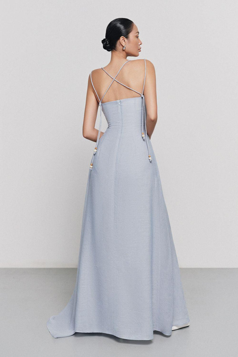 Bich Tuyen A-line Spaghetti Strap Silk Organza Floor Length Dress 13