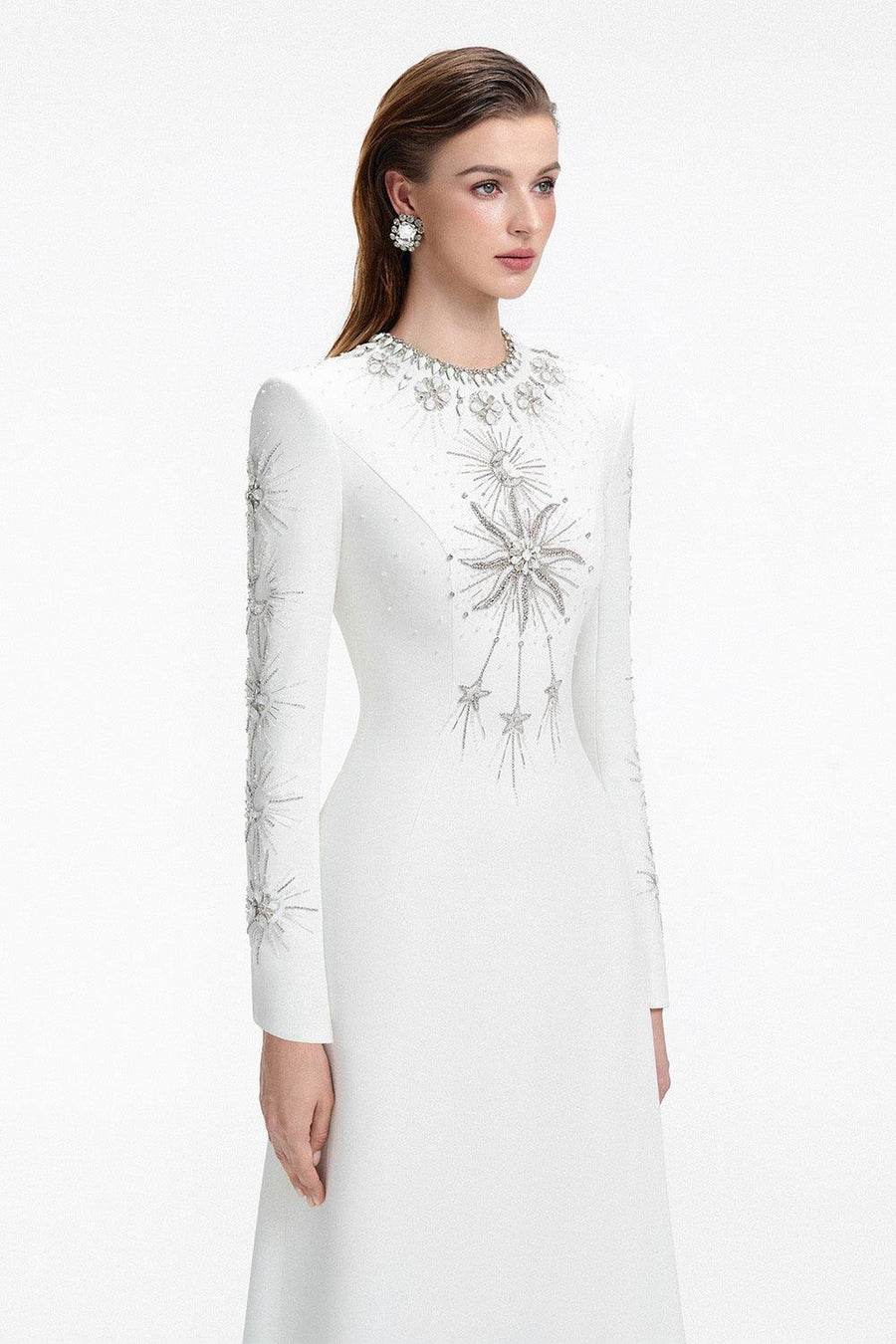 Big Sun A-line Round Neck Crepe Floor Length Dress 16