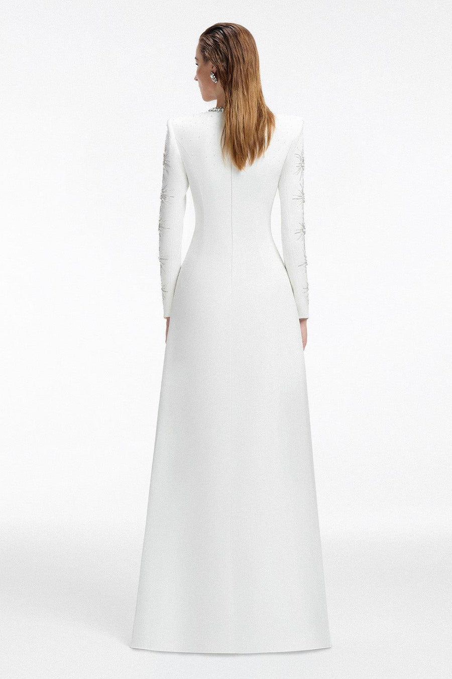 Big Sun A-line Round Neck Crepe Floor Length Dress 17