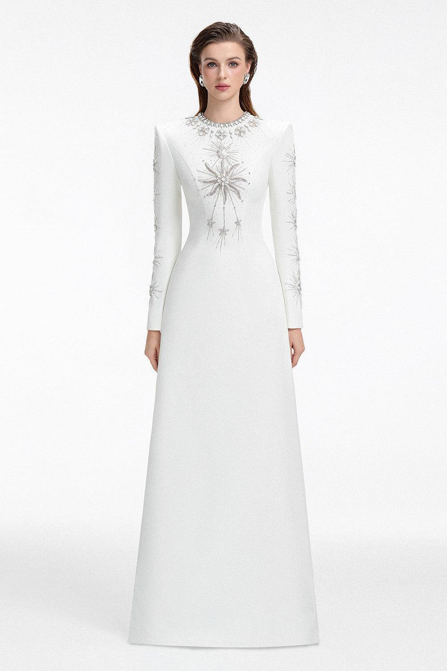 Big Sun A-line Round Neck Crepe Floor Length Dress 12