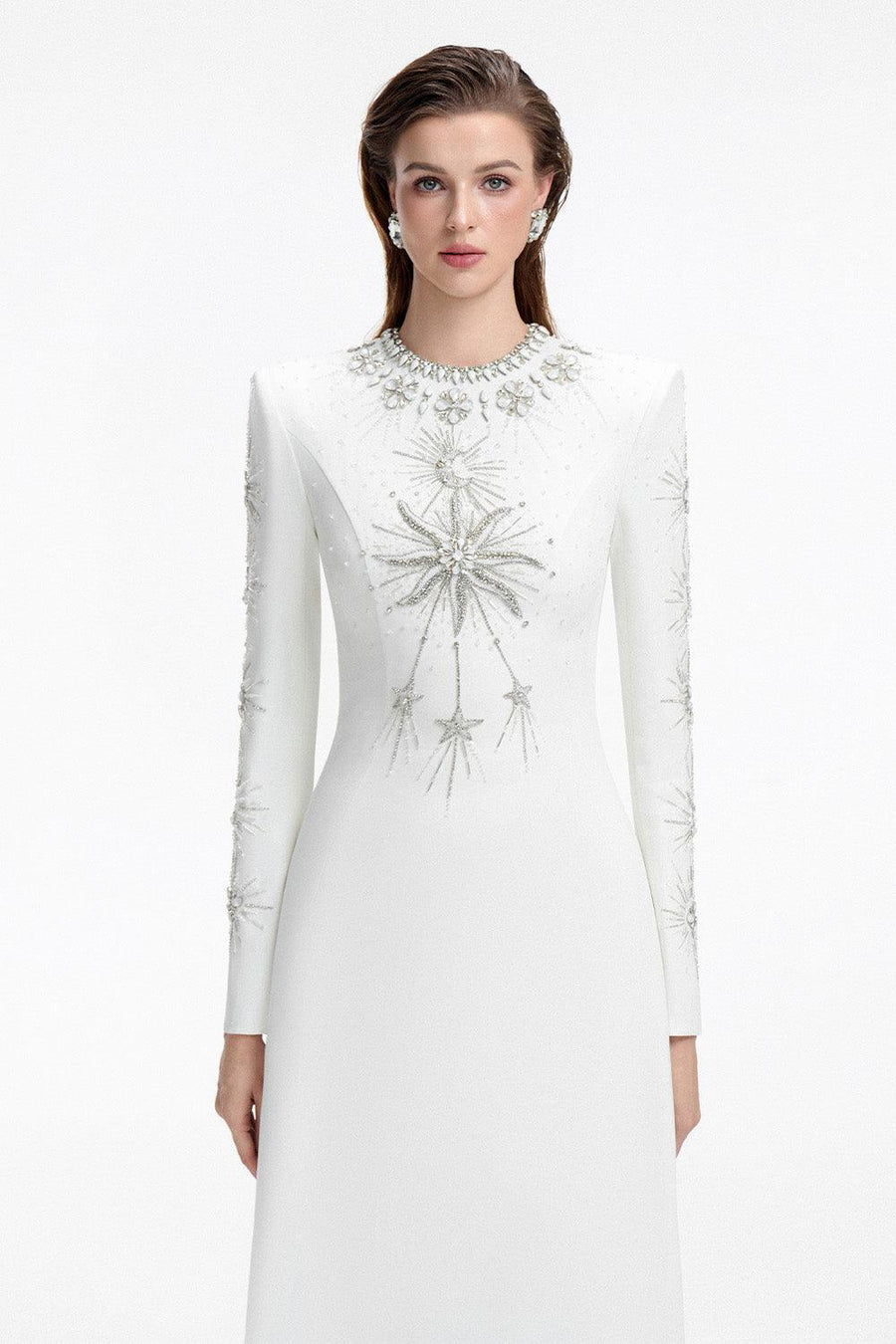Big Sun A-line Round Neck Crepe Floor Length Dress 14