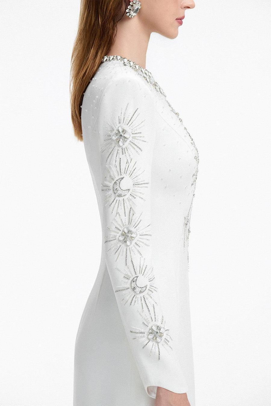 Big Sun A-line Round Neck Crepe Floor Length Dress 15