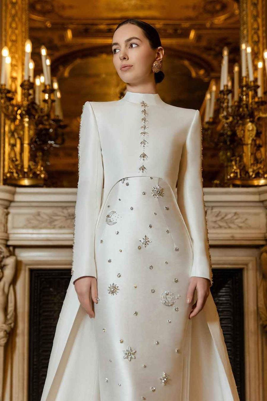 Blessed Sheath Extended Flap Taffeta Floor Length Set