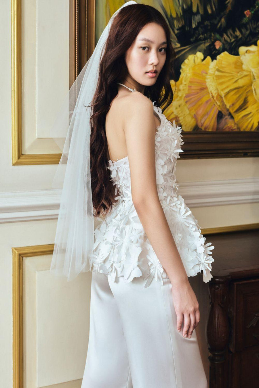 Blooming Peplum Halter Neck Silk Organza Floor Length Set 4