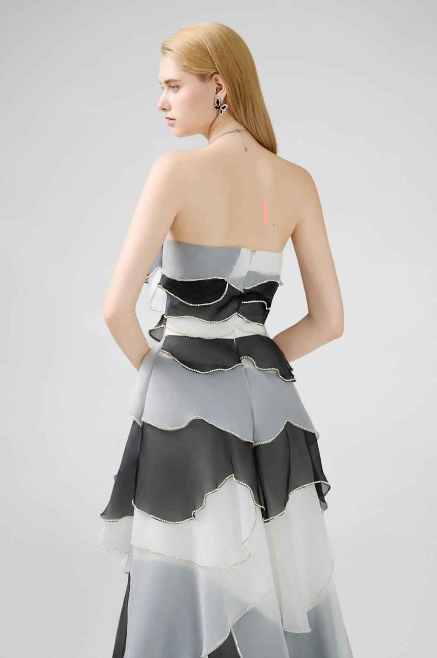 Bobby Strapless Back Zipper Organza Floor Length Dress