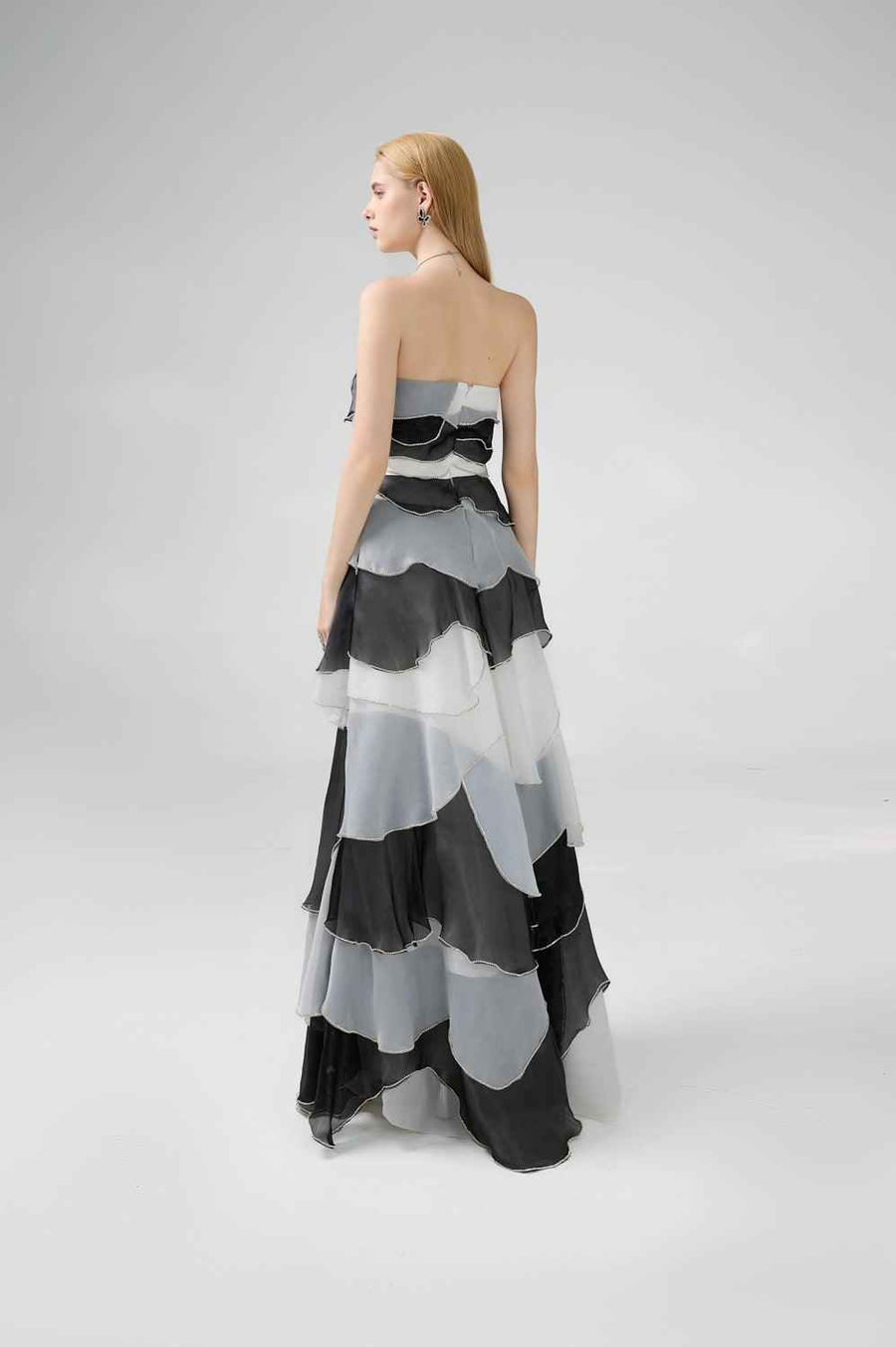 Bobby Strapless Back Zipper Organza Floor Length Dress