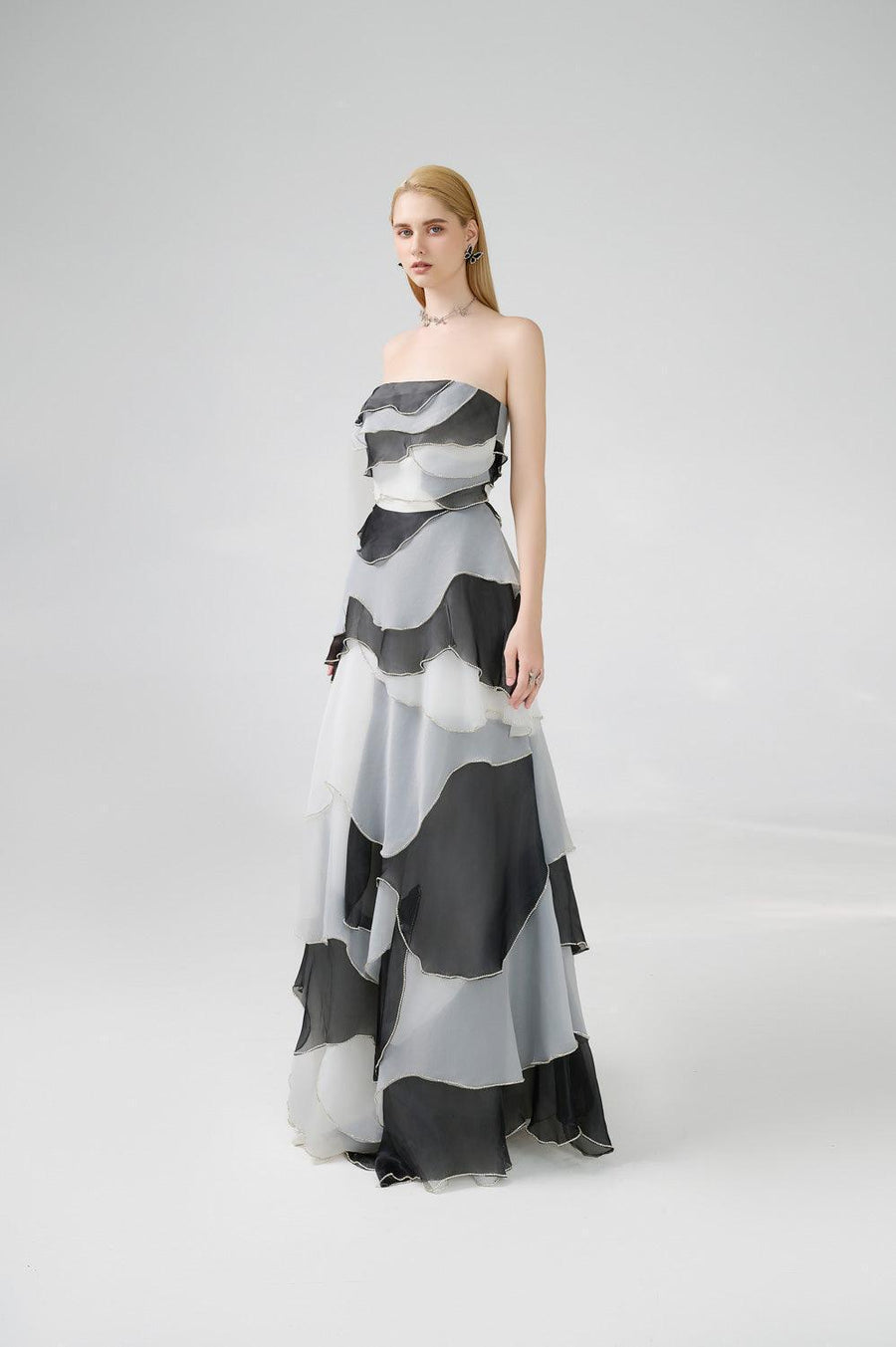 Bobby Strapless Back Zipper Organza Floor Length Dress 6