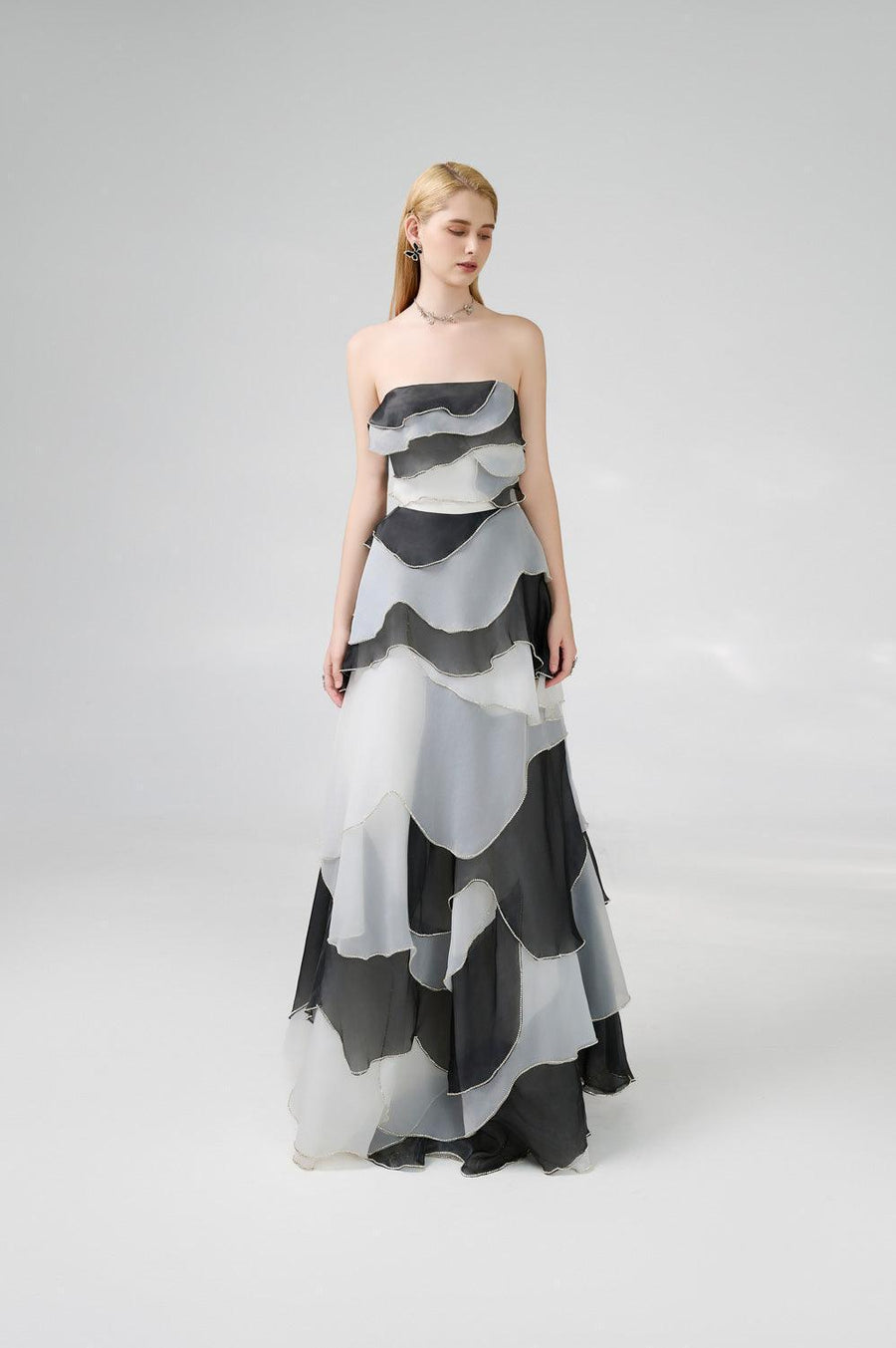Bobby Strapless Back Zipper Organza Floor Length Dress 7