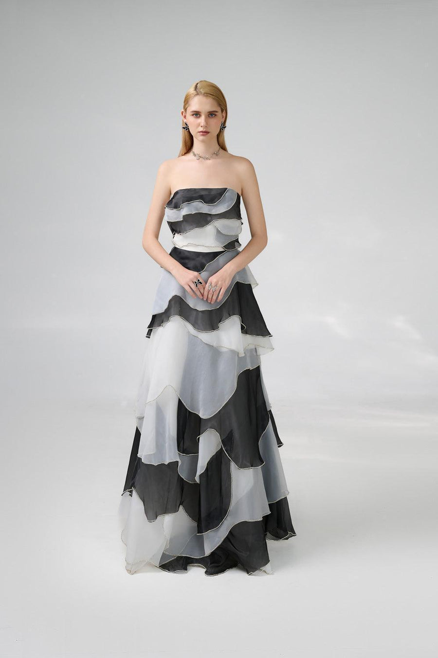 Bobby Strapless Back Zipper Organza Floor Length Dress 8