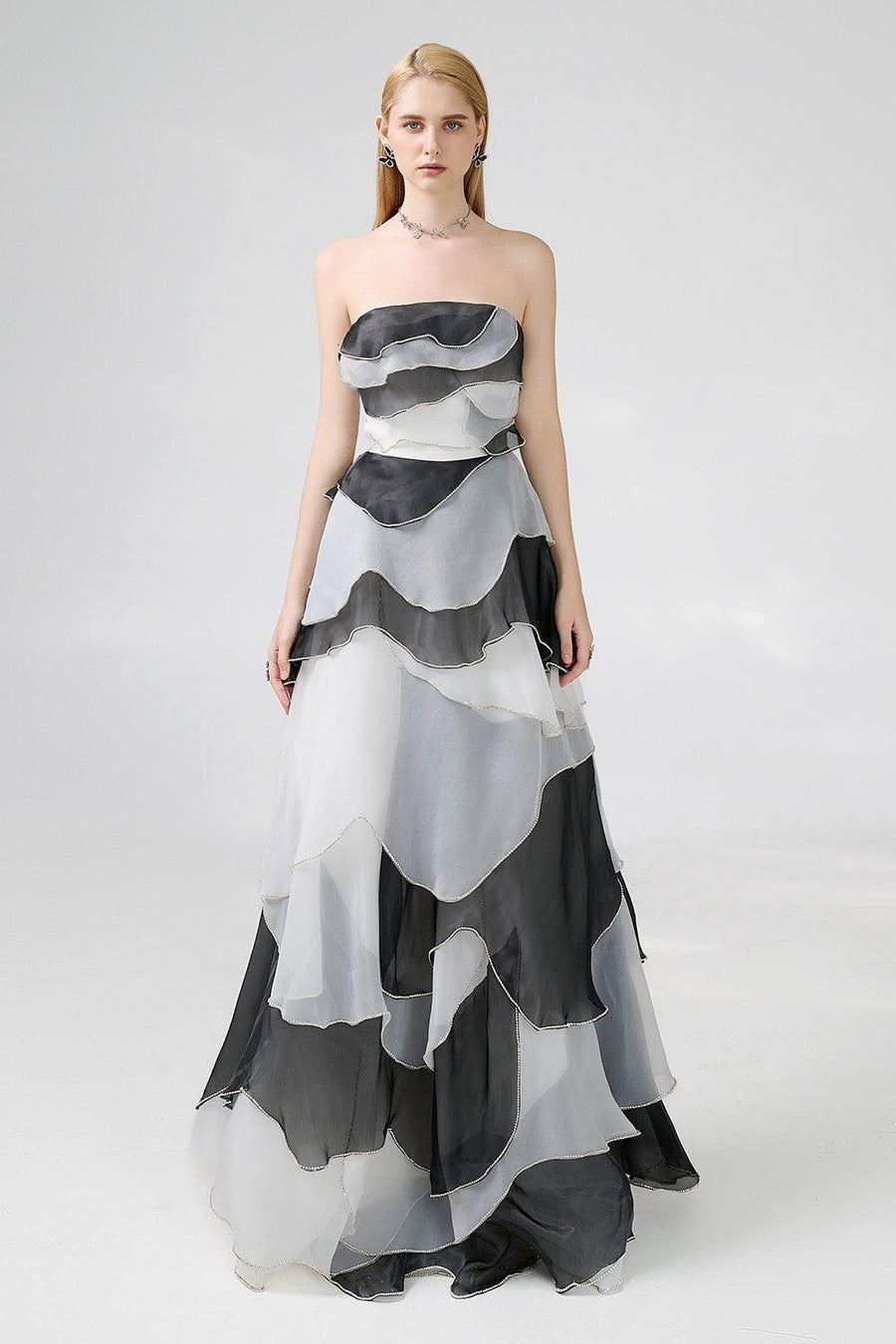 Bobby Strapless Back Zipper Organza Floor Length Dress 9