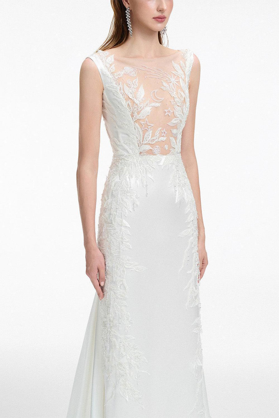 Bond Mermaid Boat Neck Silk Satin Floor Length Dress 8