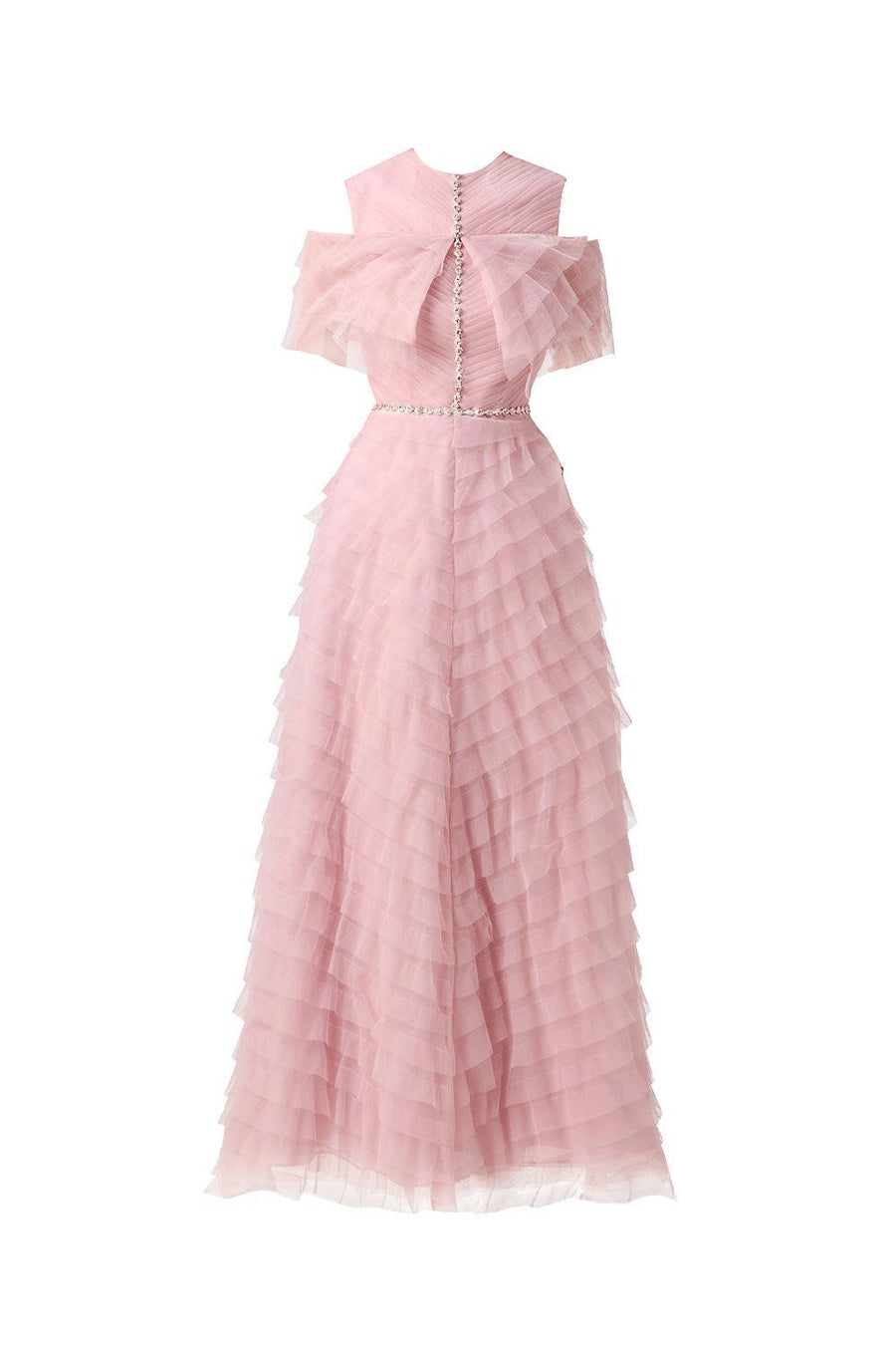 Bowers Layered Round Neck Organza Ankle Length Dress 1