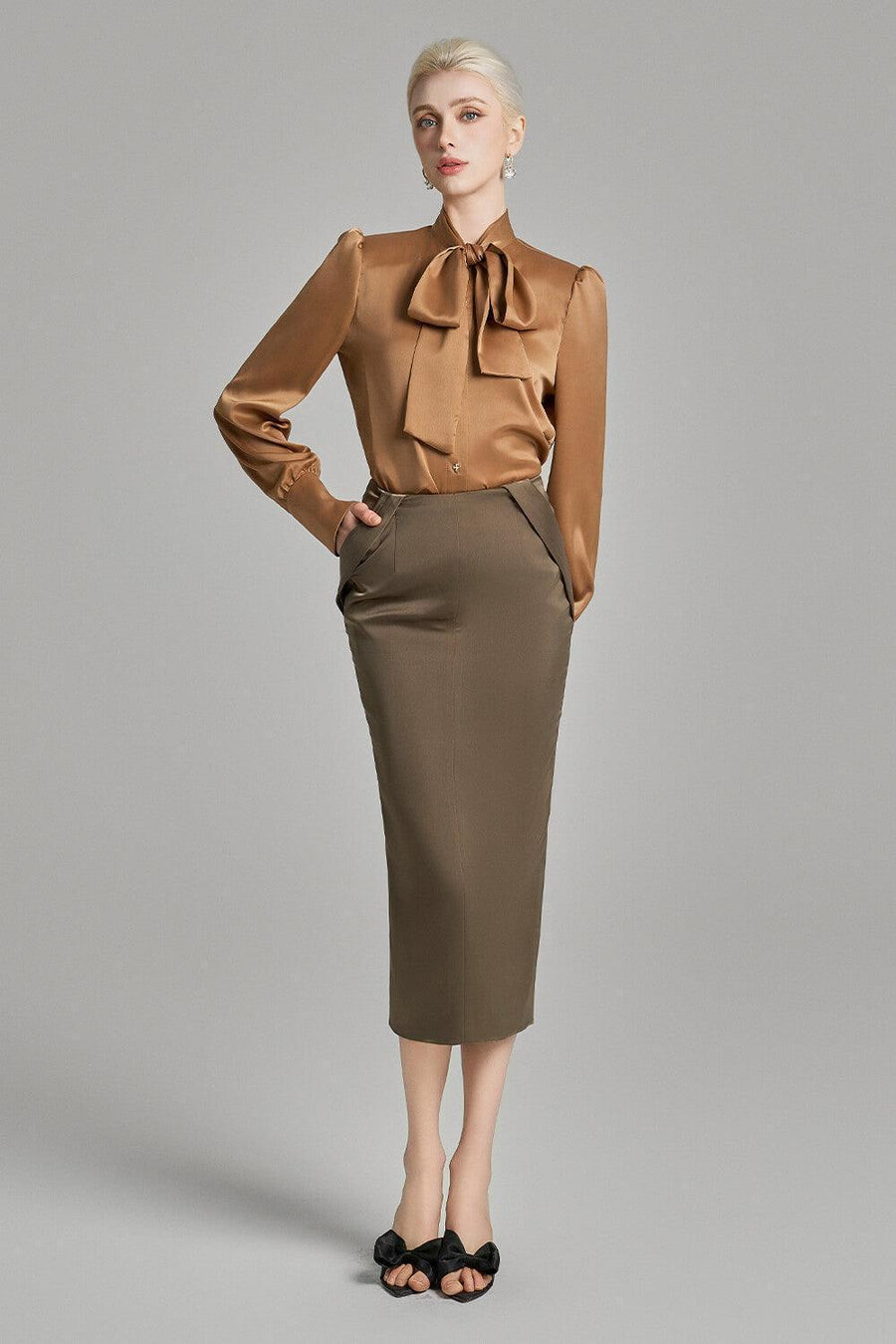 Bria Straight Tie Neck Silk Shirt Shirt Cordia