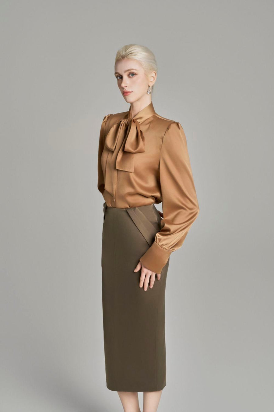 Bria Straight Tie Neck Silk Shirt Shirt Cordia