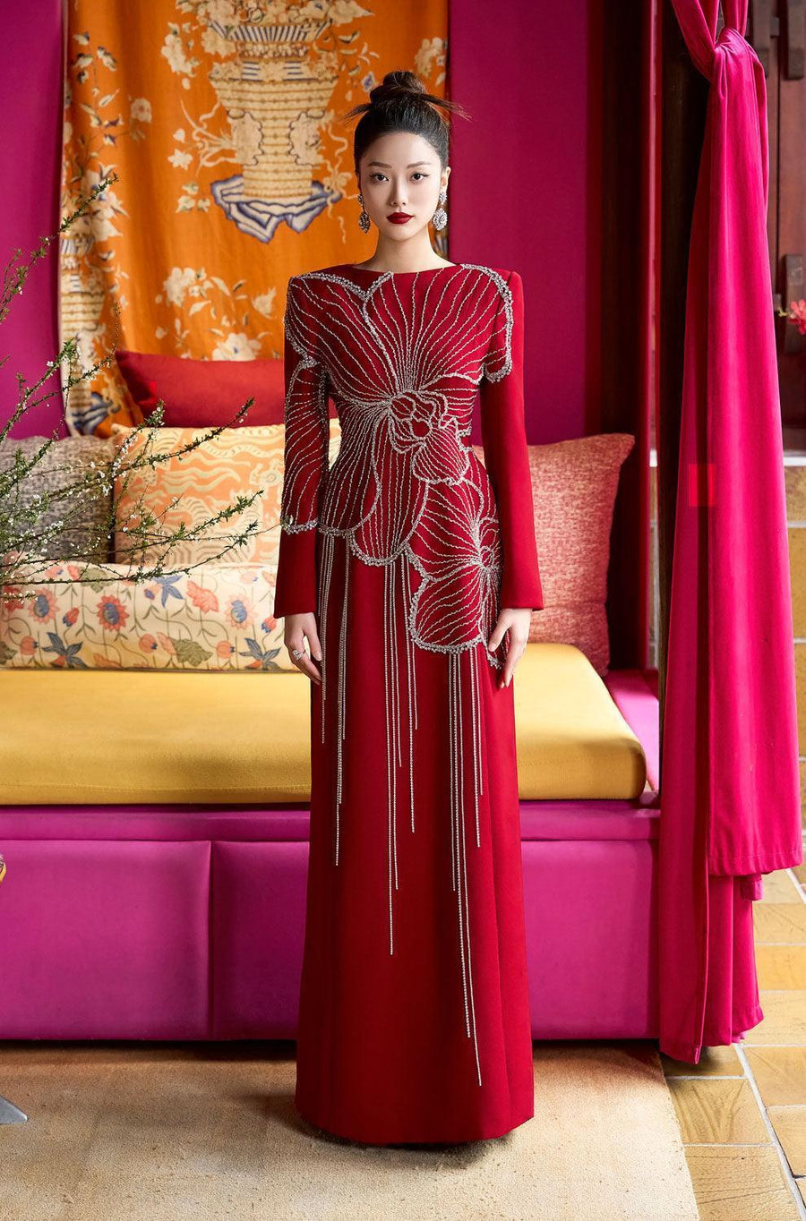 Brillia Sheath Stone Velvet Satin Maxi Dress 4