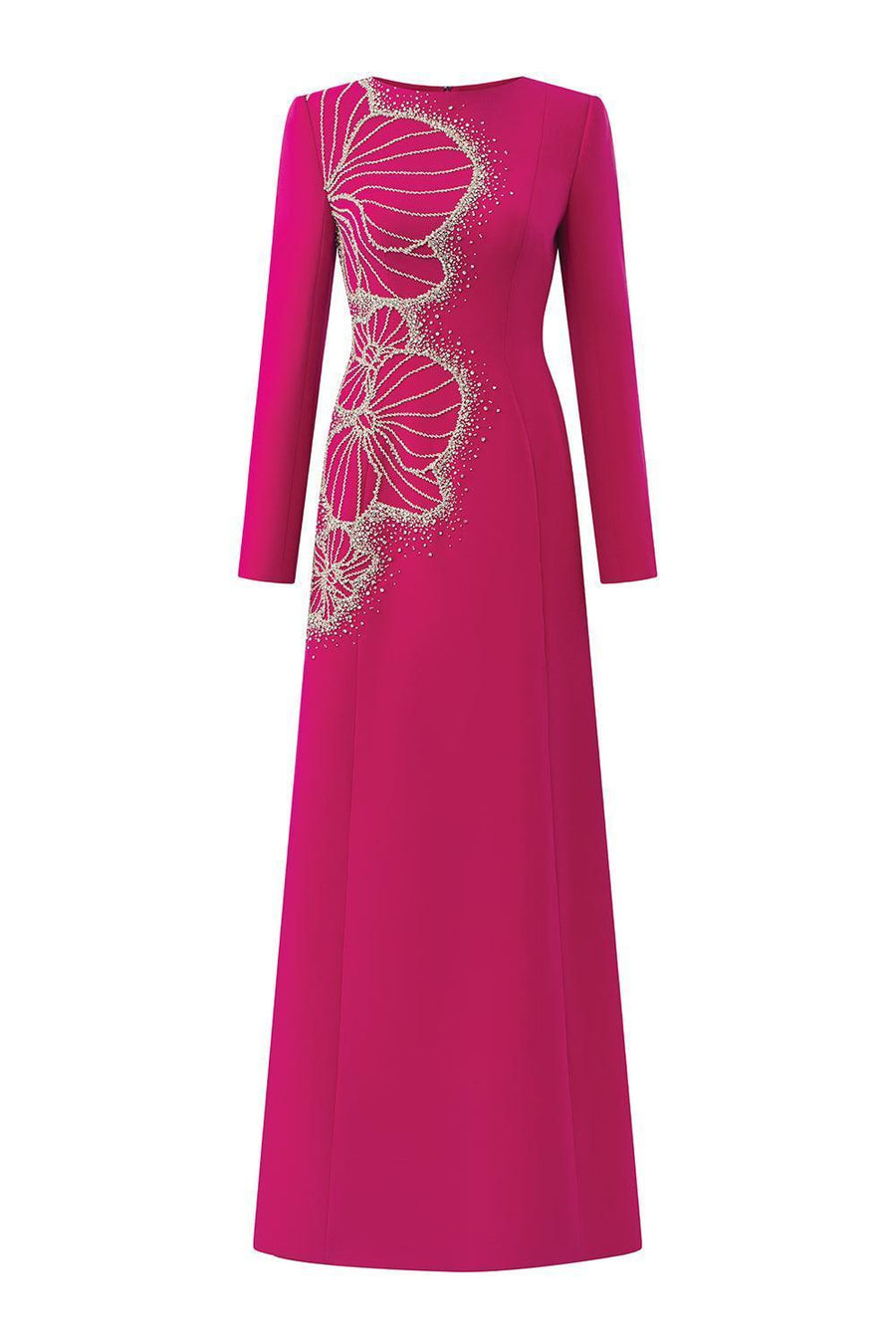 Brillz A-line Square Shoulder Velvet Satin Maxi Dress 1
