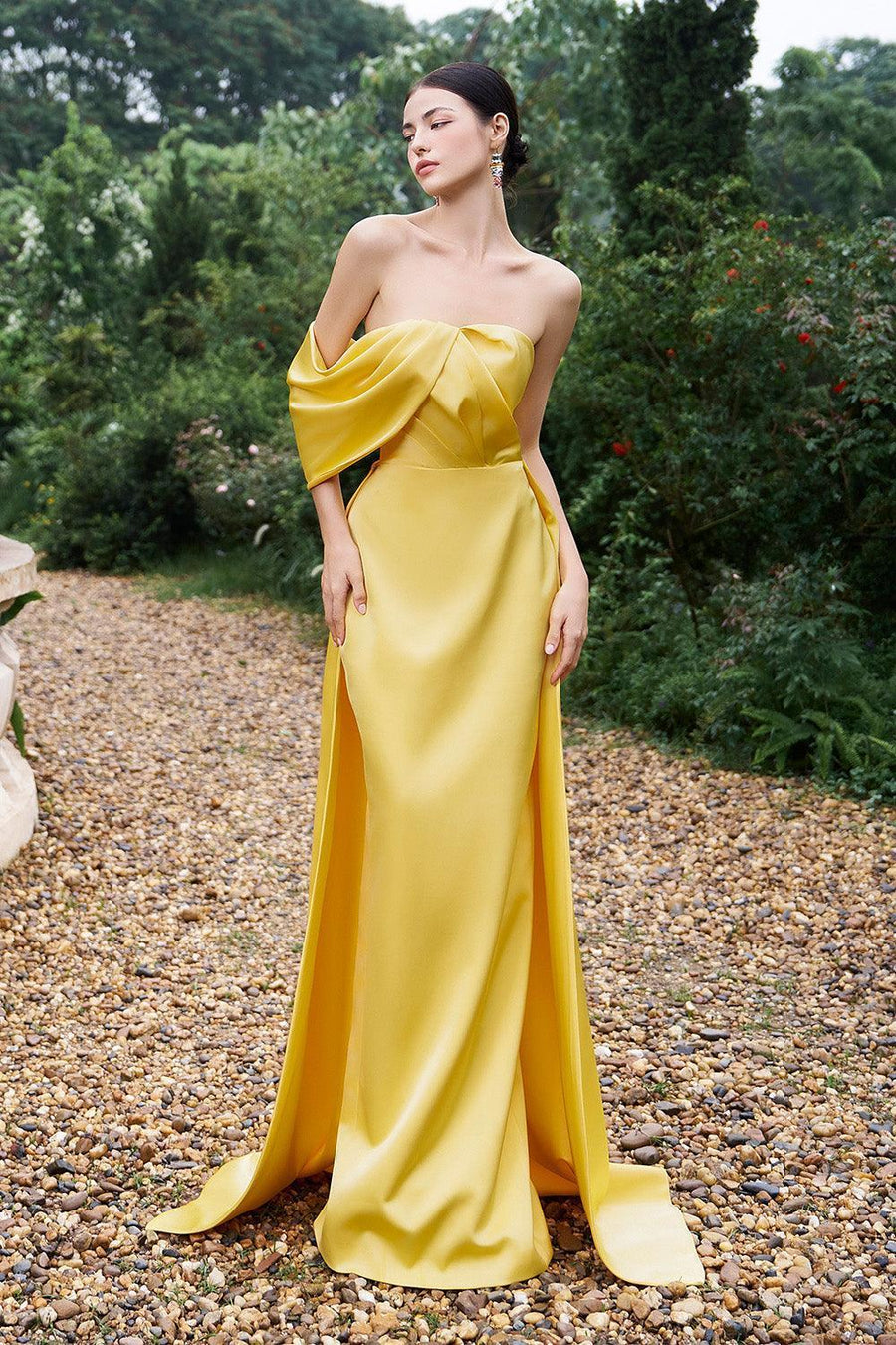 Bullock Sheath Off-Shoulder Poly Silk Floor Length Dress Gown Dress I.H.F Atelier