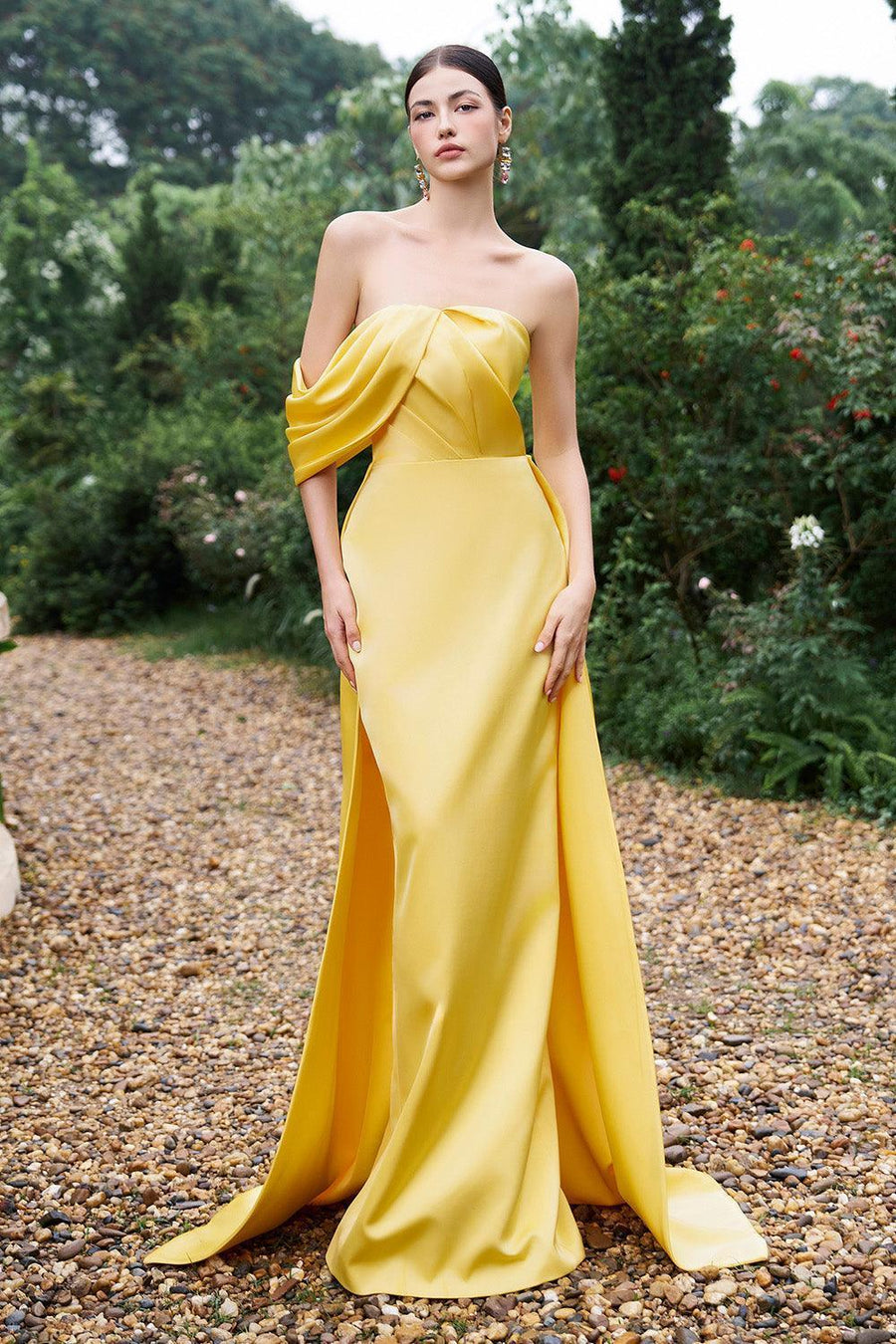 Bullock Sheath Off-Shoulder Poly Silk Floor Length Dress Gown Dress I.H.F Atelier