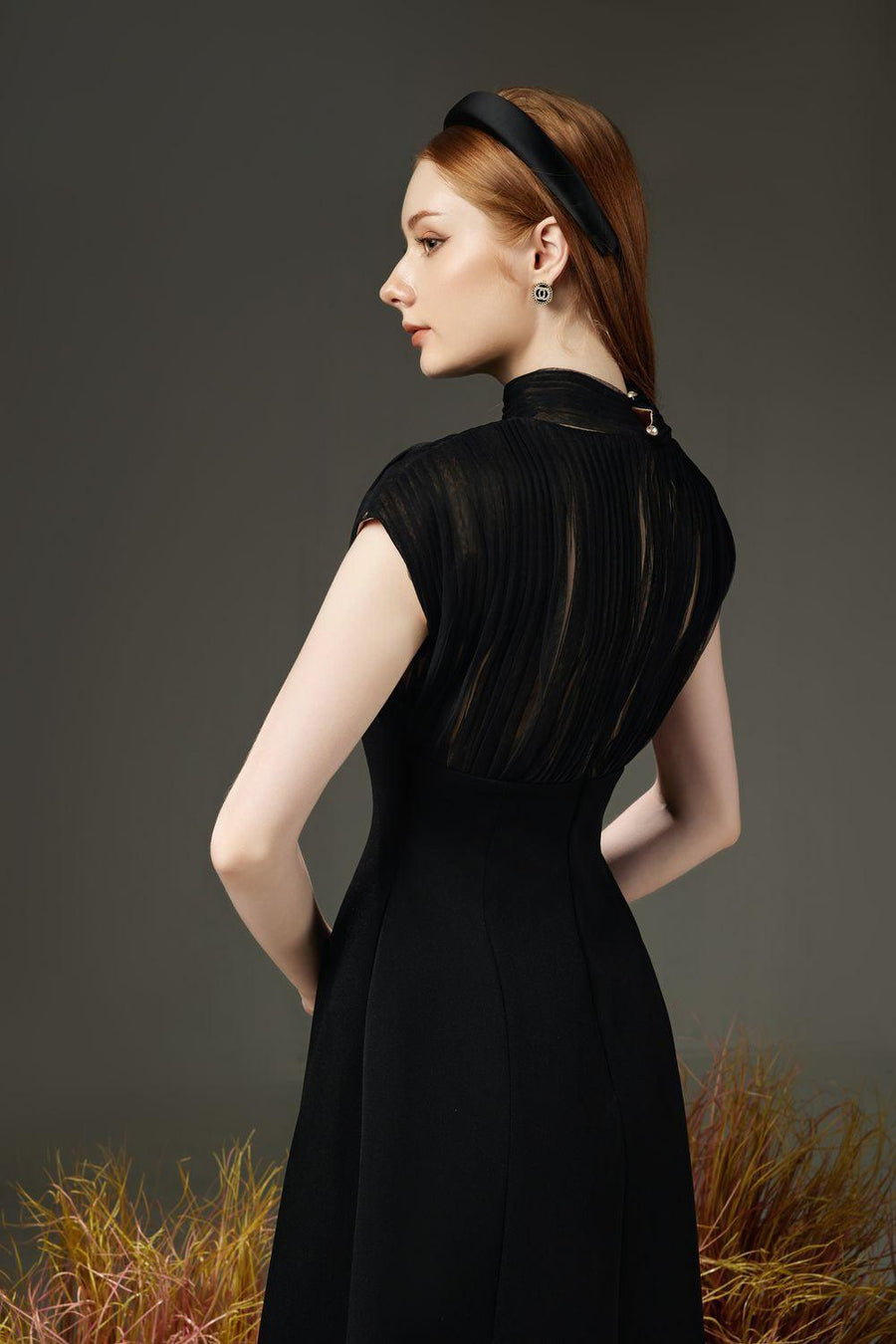 Butler A-line Pleated Chest Taffeta Silk Midi Dress 8