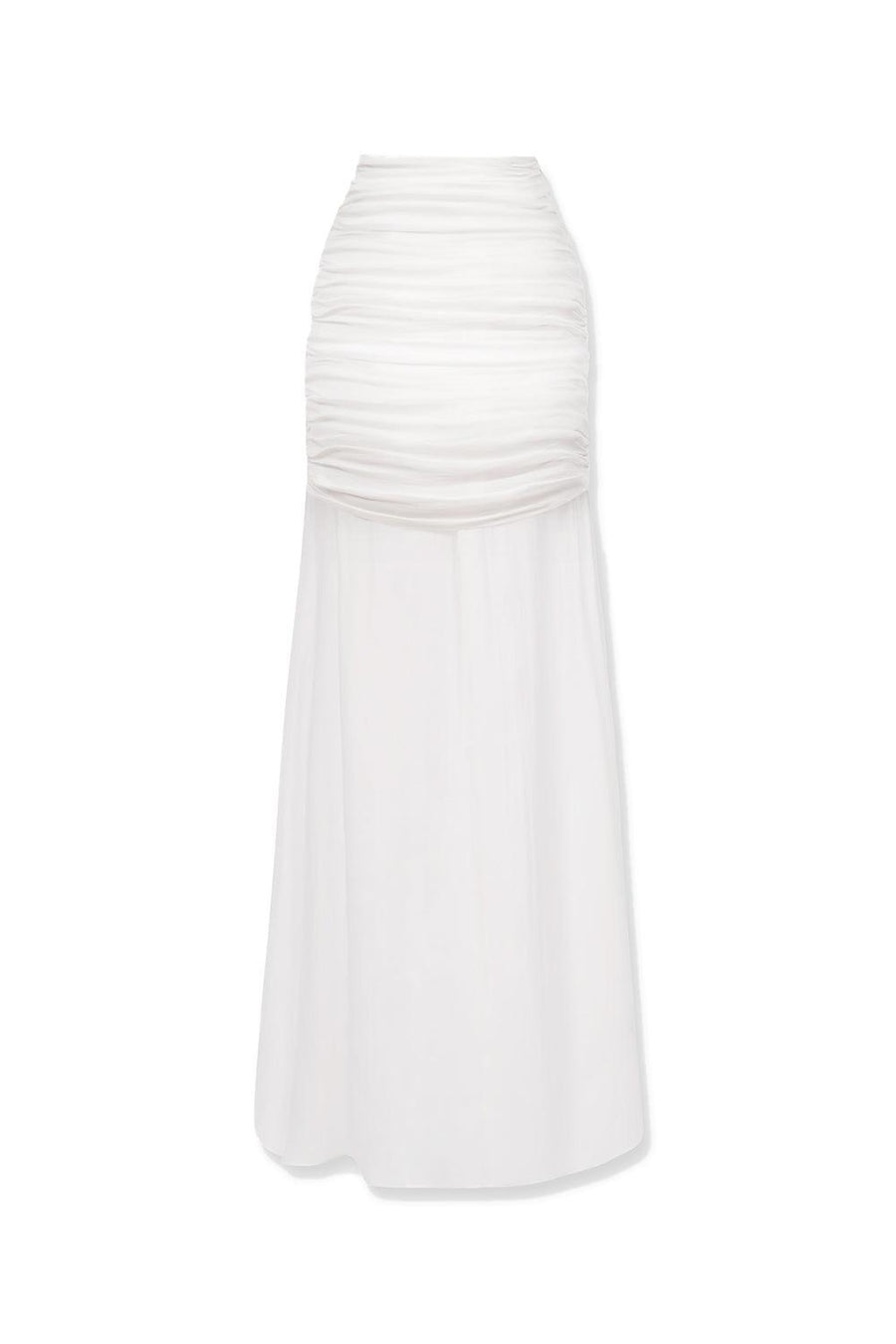 Caily Slit Gathered Silk Chiffon Floor Length Skirt 5