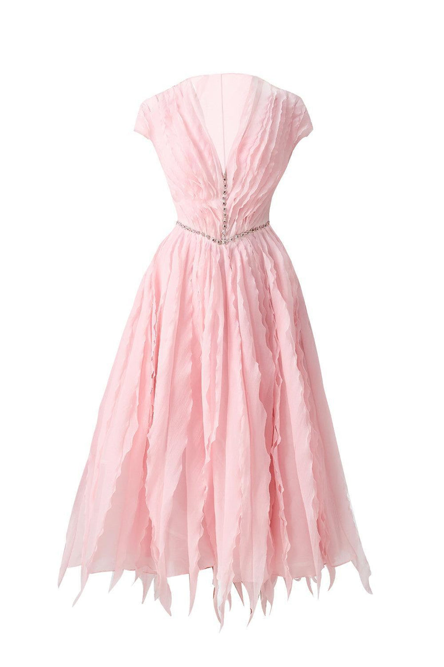 Calhoun Fit and Flare V-Neck Organza Midi Dress 1