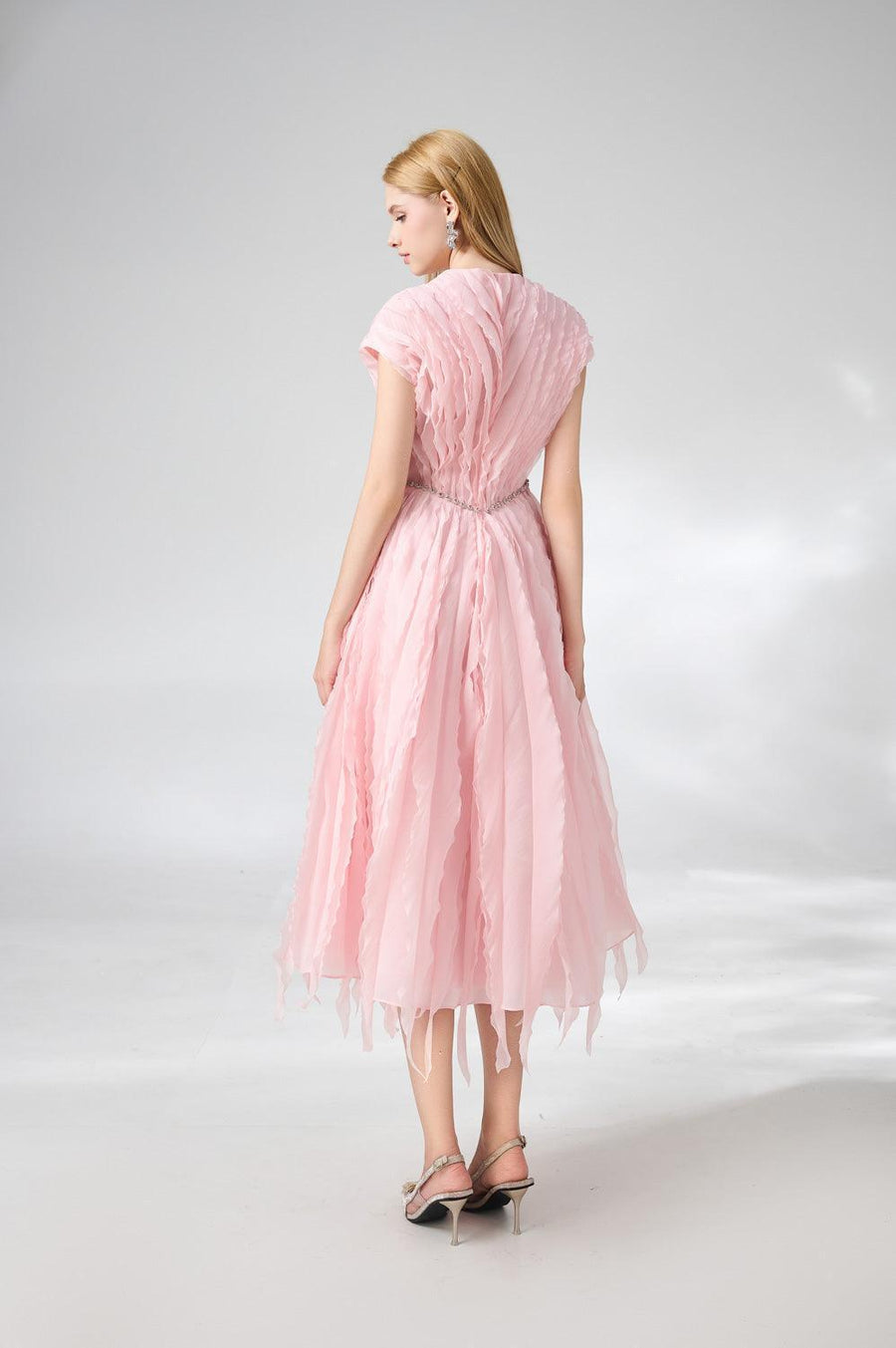 Calhoun Fit and Flare V-Neck Organza Midi Dress 5